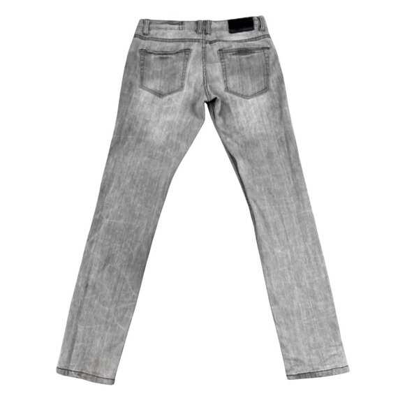 Y2K XXX Rude Jeans Mens 30x32 Gray Skinny Button Fly Denim - Picture 2 of 8